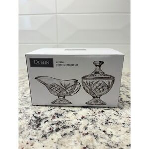 Crystal Sugar & Creamer Set, Collection Godinger Dublin, new in box
